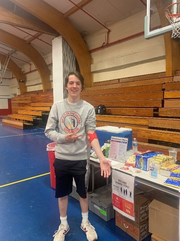 Donor Jason Darminio at donation center.