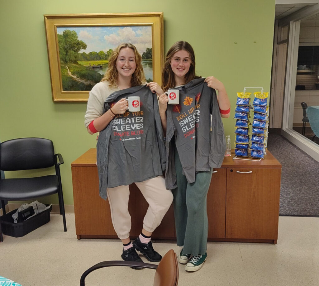 Platelet donors Alexandra Koplovsky and Ceriana Carnevale.